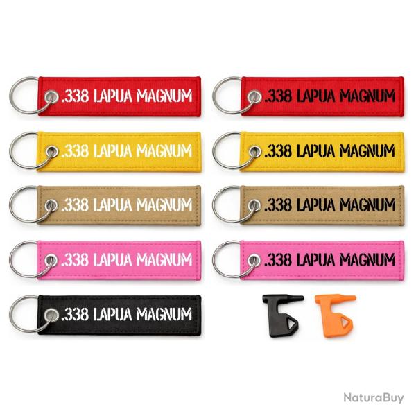 T�moin de chambre vide .338 Lapua Magnum - Drapeau s�curit� porte-cl�s flamme