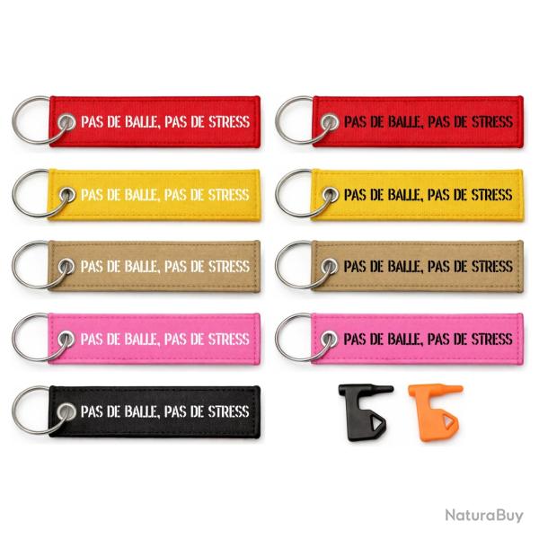 T�moin de chambre vide Pas De Balle, Pas De Stress - Porte-cl�s flamme humour tir