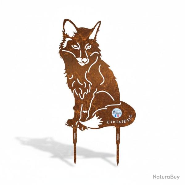 Silhouette renard assis en m�tal