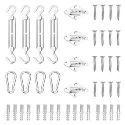 Kit accessoires voile ombrage acier inoxydable 12 pi&egrave;ces fixation r&eacute;glable