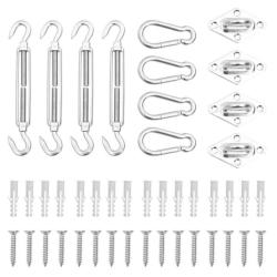 Accessoires voile ombrage acier inoxydable  fixation r&eacute;glable 12 pcs