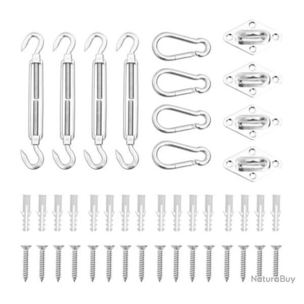 Accessoires voile ombrage acier inoxydable  fixation r�glable 12 pcs