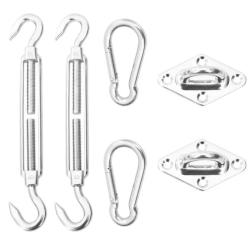 Kit fixation voile ombrage acier inoxydable 6 pi&egrave;ces r&eacute;glable