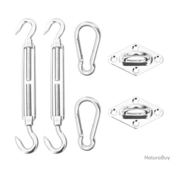 Kit fixation voile ombrage acier inoxydable 6 pi�ces r�glable