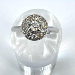 Bague ancienne or blanc 18 carats et diamant - taille 53
