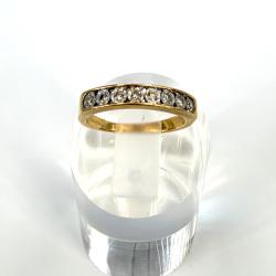 Bague en or jaune 18 carats et 8 diamants - demie alliance am&eacute;ricaine