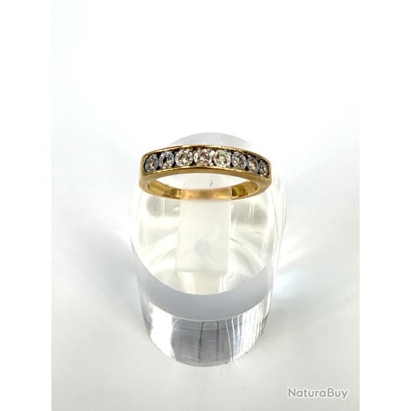 Bague en or jaune 18 carats et 8 diamants - demie alliance am�ricaine