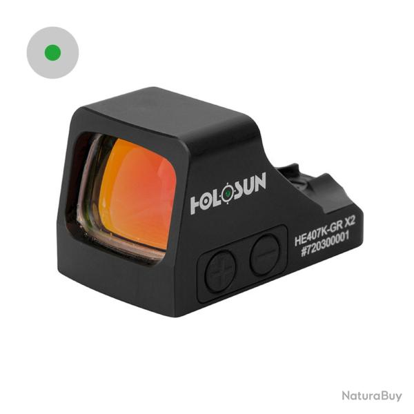 HOLOSUN HE407K-X2-GR Vert | Viseur reflex ultra-compact | Point 6 MOA | Empreinte Holosun K