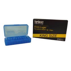 Boite 250 cartouches 9 mm Luger FMJ 8,0g/124grs.+ boite de rangement MTM