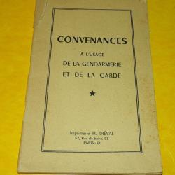 LIVRET CONVENANCES A L'USAGE DE LA GENDARMERIE ET DE LA GARDE DE JEAN COUSTEIX 1936  , 48 PAGES&nbsp;, ET