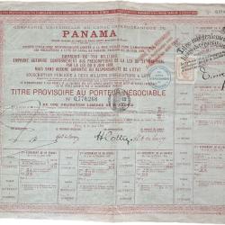 Panama Compagnie Universelle du Canal Interoceanique de Panama 1888 Action Obligation Franc