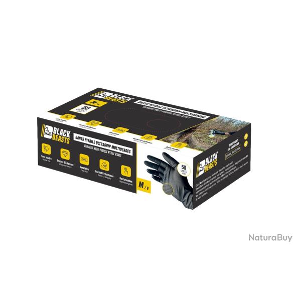 Gants en nitrile BLACK BEASTS ultragrip T.L par 50