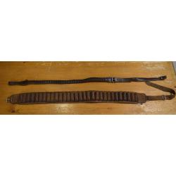 lot de 1 bretelle cuir et cartouchiere calibre 12 d'occasion a 1�