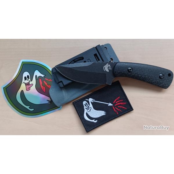 Couteau edc "spectre" homme gris num�rot� 13/100 lot avec patch et sticker