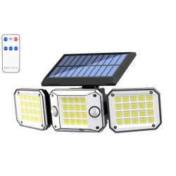 Projecteur Solaire Triptyque avec D&eacute;tecteur de Mouvement et T&eacute;l&eacute;commande
