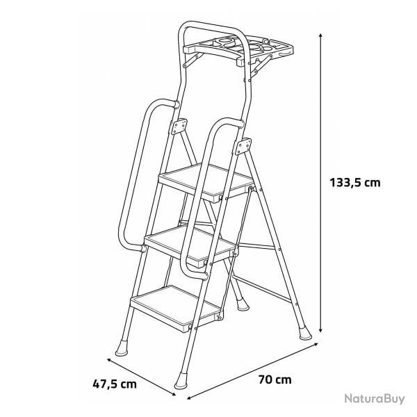 Escabeau 3 marches s�curis� Safe - Noir