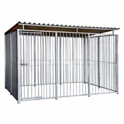 Chenil 5x2x1,84m + toit CHENIL BARREAUX SOLIDE grand enclos chien parc chien cielterre-commerce