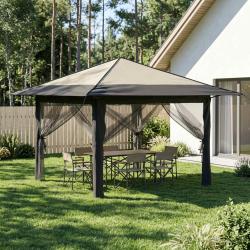 Abri de avec 4 parois 3,3 x 3,3 m Cr&egrave;me et Anthracite