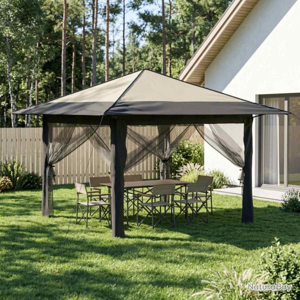 Abri de avec 4 parois 3,3 x 3,3 m Cr�me et Anthracite