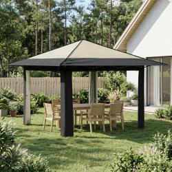 Abri de sans paroi 3,3 x 3,3 m Cr&egrave;me et Anthracite