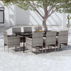 Ensemble &agrave; manger de et coussins 9pcs Gris/noir