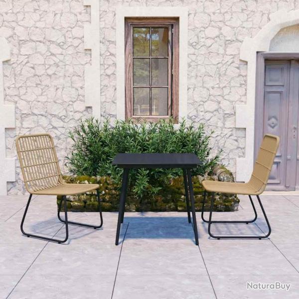 Ensemble � manger d'ext�rieur 3 pcs r�sine tress�e et verre