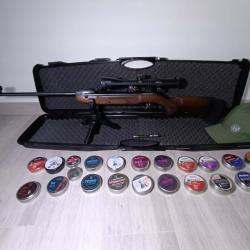 Carabine WEIHRAUCH HW 30S cal.4.5 cross bois + Lunette + mallette + plombs + tr&eacute;pied + casquette ...