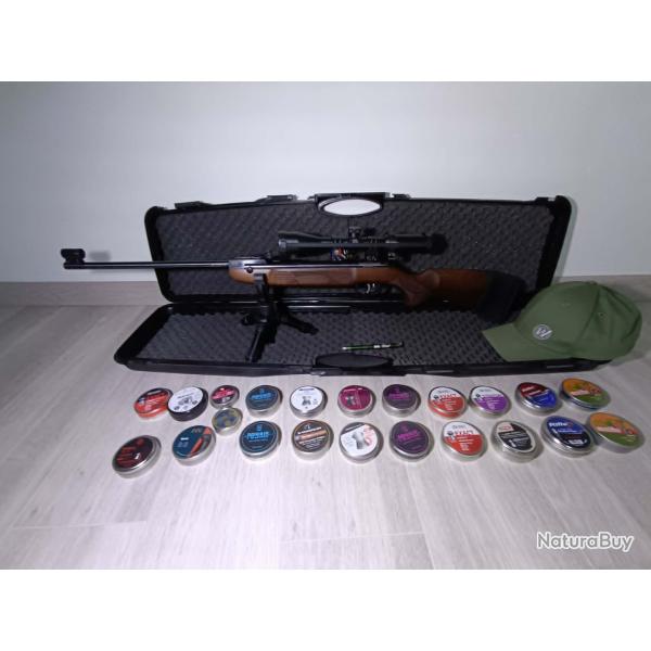 Carabine WEIHRAUCH HW 30S cal.4.5 cross bois + Lunette + mallette + plombs + tr�pied + casquette ...