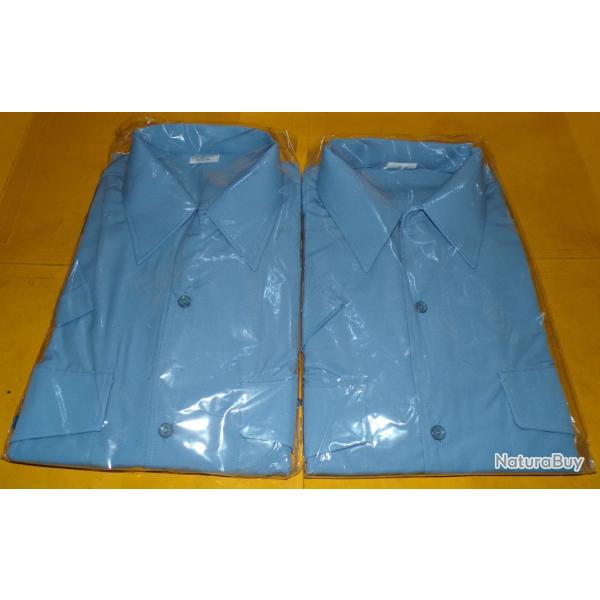 LOT DE 2 CHEMISETTES MILITAIRE BLEU DE L'ARMEE DE L'AIR FRANCAISE  ,Taille 3  SOIT M OU 39-40 EN CIV