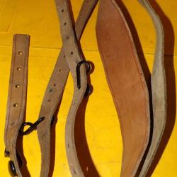 BRELAGE CUIR MILITAIRE DE L'ARMEE FRANCAISE , MODELE ANCIEN AVEC RIVETS EN ALU , FABRICATION FRANCAI
