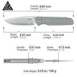 Couteau SRM Terrier Lame Acier Lamine 140Cr Manche G10 Gris Ambi Lock SRM258LGK2