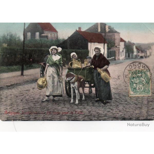 Carte postale ancienne Belgique, charrette � chiens -N�8589