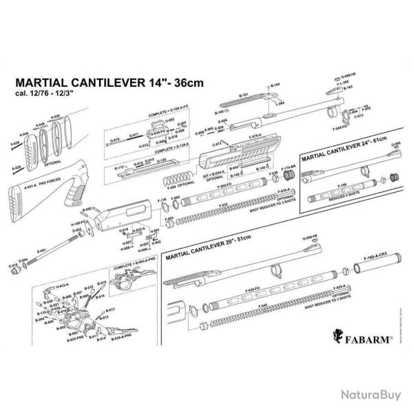 Pi�ces d�tach�es fusil � pompe Fabarm Cantilever Douille de fixation de l'embase de guidon