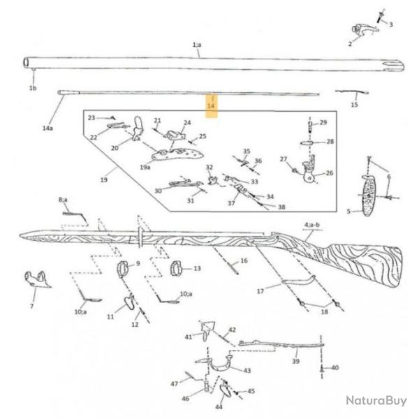 Pi�ces d�tach�es pour fusil 1777 Pedersoli AN IX RIFLE RAMROD