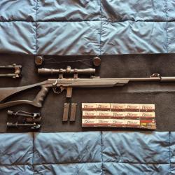 PACK CARABINE MOSSBERG PLINKSTER 802 +lunette+silencieux+bipied+3 chargeurs+munitions+sacoche