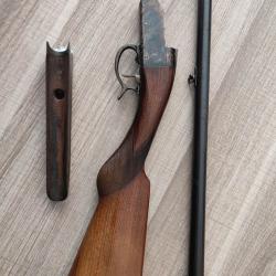 Ancien fusil jasp&eacute; monocoup en calibre 12/65 canon int&eacute;rieur miroir avec &eacute;jecteur