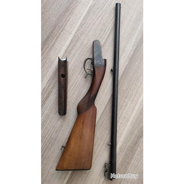 Ancien fusil jasp� monocoup en calibre 12/65 canon int�rieur miroir avec �jecteur