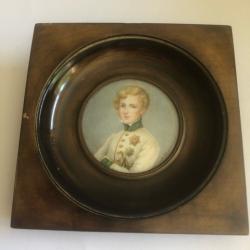 Jolie petite aquarelle portrait en buste de l'Aiglon - sign&eacute;e - &eacute;poque 19&egrave;me