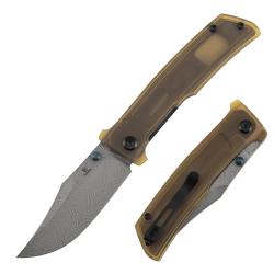 Couteau Tenable Bison Linerlock Lame Damas Manche PEI/Ultem Ambre B2108A5