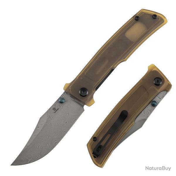 Couteau Tenable Bison Linerlock Lame Damas Manche PEI/Ultem Ambre B2108A5