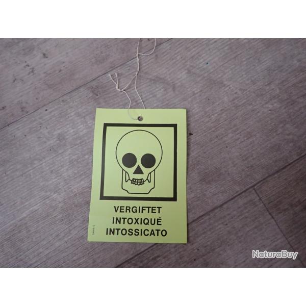 Fanion / Etiquette d'ordonnance suisse : INTOXIQUE