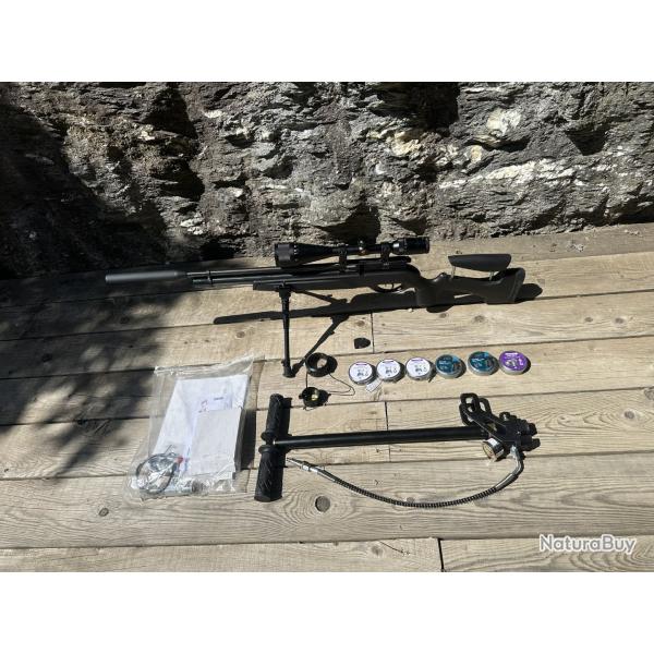 Pack carabine Gamo HPA PCP 5.5 + lunette 6-24x50 + silencieux + bipied + pompe + plombs