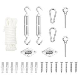 Accessoires voile ombrage acier inoxydable fixation r&eacute;glable 9 pi&egrave;ces