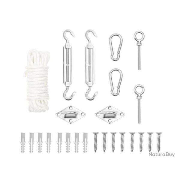 Accessoires voile ombrage acier inoxydable fixation r�glable 9 pi�ces