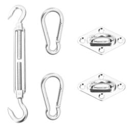 Kit montage voile ombrage acier inoxydable 5 pi&egrave;ces fixation robuste