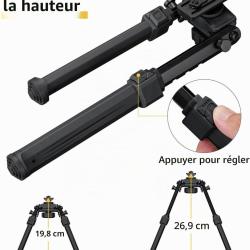 Offre Tir ! Bipied rail inclinable &agrave; d&eacute;gagement rapide 7,5-9 pouces CVLIFE LIVRAISON GRATUITE