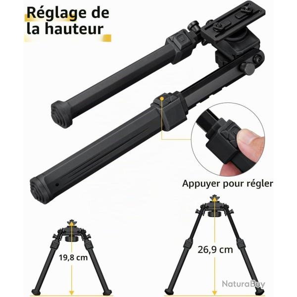 Offre Tir ! Bipied rail inclinable � d�gagement rapide 7,5-9 pouces CVLIFE LIVRAISON GRATUITE
