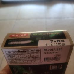 27 balles Norma Ecostrike calibre 7x64 (9,1g/140gr)