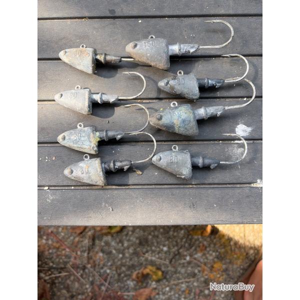 Lot t�te plomb�es p�che en mer x 8