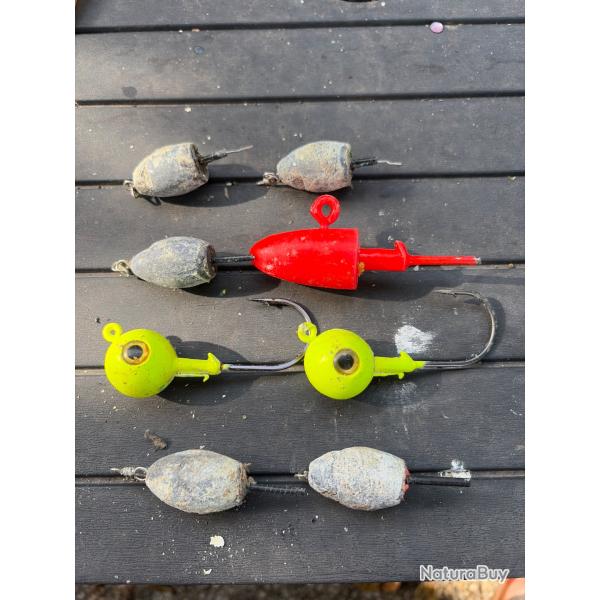 Lot t�te plomb�es divers p�che en mer x 8